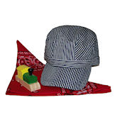 RTD-1422 - Deluxe Train Engineer Costume Hat Set w/ Red Scarf