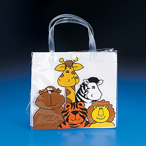 Clear Vinyl Zoo Animal Party Small Tote Bags Clear Vinyl Zoo Animal Party Small Tote Bags