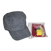 RTD-1422 - Deluxe Train Engineer Costume Hat Set w/ Red Scarf