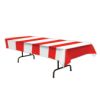 RTD-2542 - Red and White Striped 9 ft x 4.5 ft Plastic Table Cover