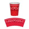 RTD-2573 - 8-pk Western Party 9 oz Red Bandana Paper Cups