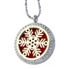 RTD-3778 - Aromatherapy Essential Oils Silver w/Gold Snowflake Rhinestones Locket Necklace