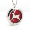 RTD-3863 - Christmas Reindeer Aromatherapy Essential Oils Diffuser Stainless Steel Locket Necklace